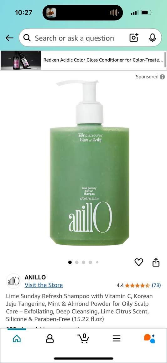 Lime Sunday Refresh Shampoo with Vitamin C, Korean Jeju Tangerine, Mint & Almond Powder for Oily Scalp Care – Exfoliating, Deep Cleansing, Lime Citrus Scent, Silicone & Paraben-Free (15.22 fl.oz)