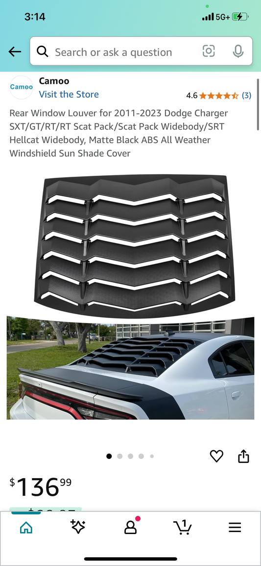 New - Rear Louvres For Dodge Charger (G584)