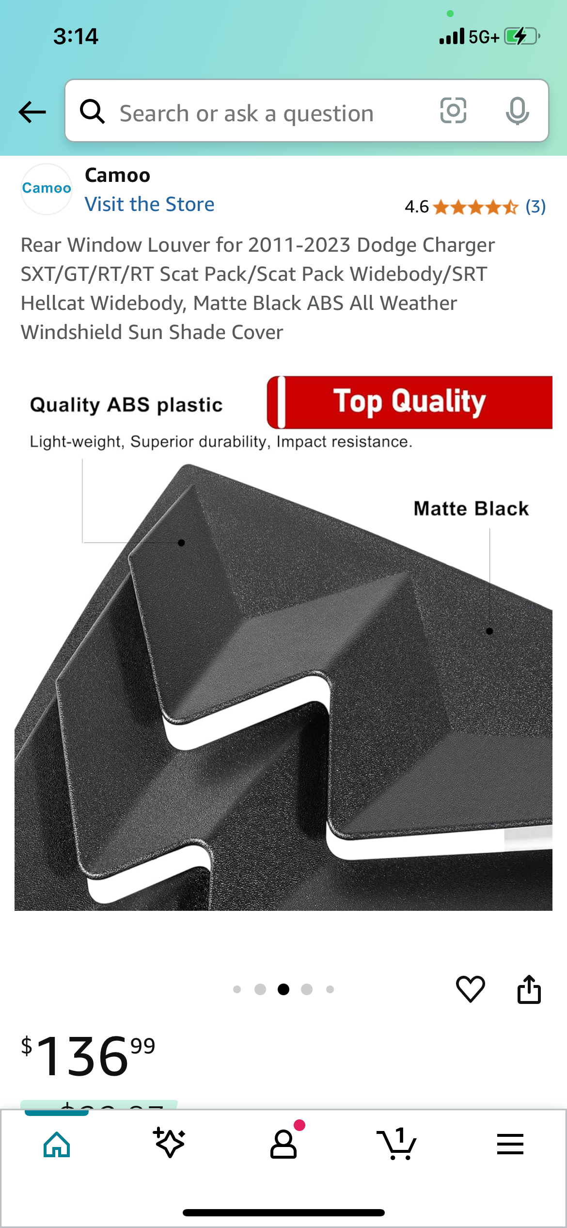New - Rear Louvres For Dodge Charger (G584)