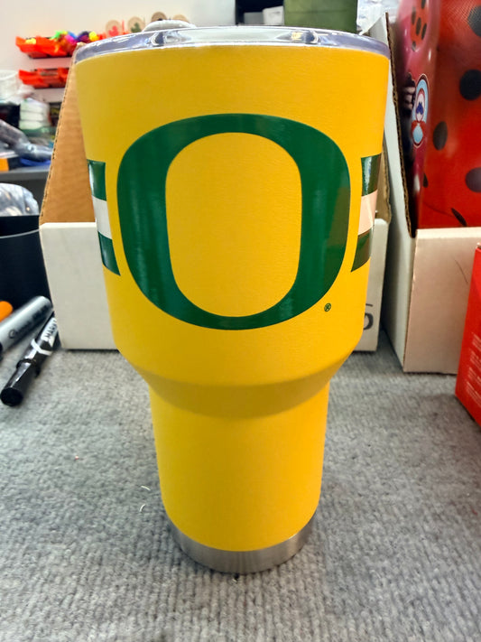 Gametime Sidekicks Oregon 30oz Yellow Tumbler - Officially Licensed, 18/8 Stainless Steel, Double-walled, Vacuum-insulated, UV LED Printed Logos, Sweatless, Stays Hot/Cold -