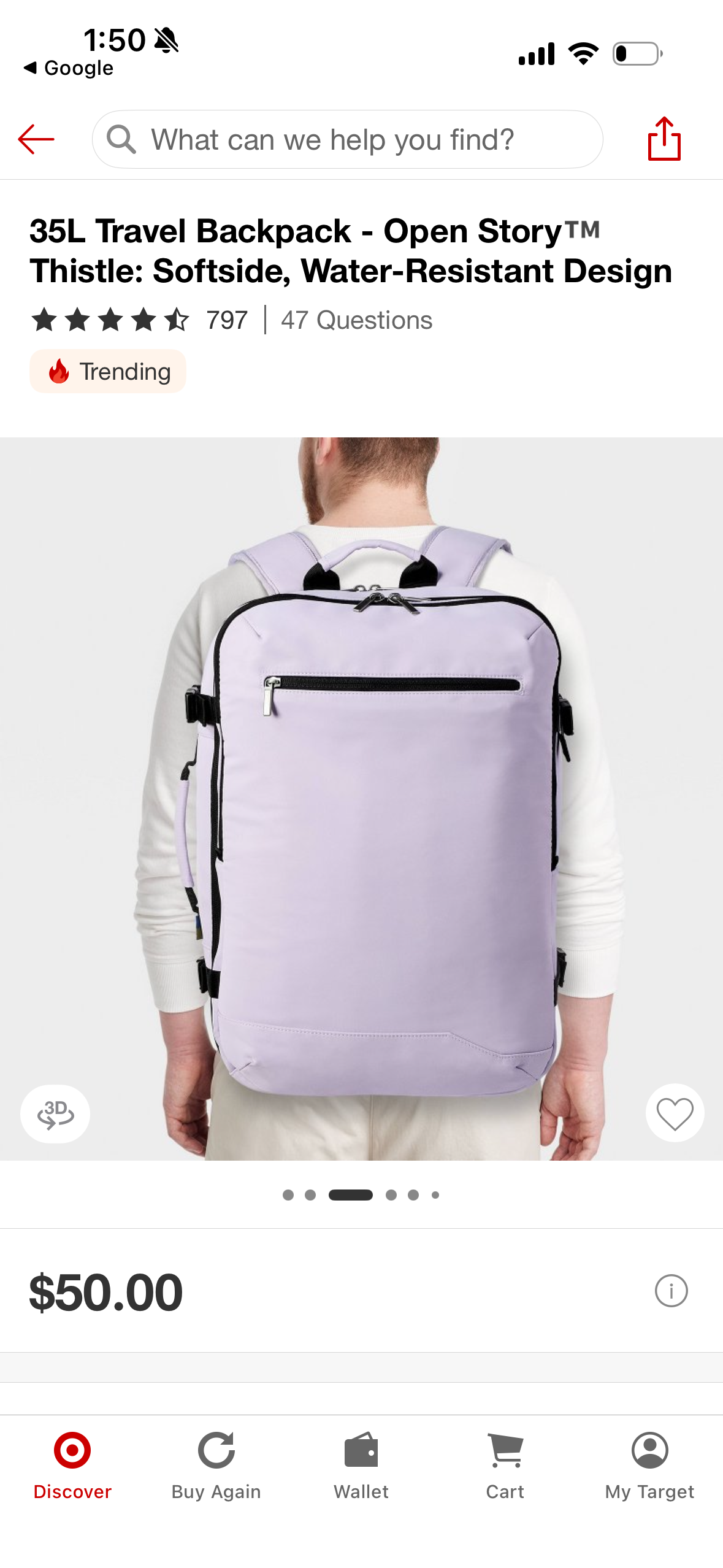 35L Travel Backpack - Open Story™M Thistle: Softside, Water-Resistant Design