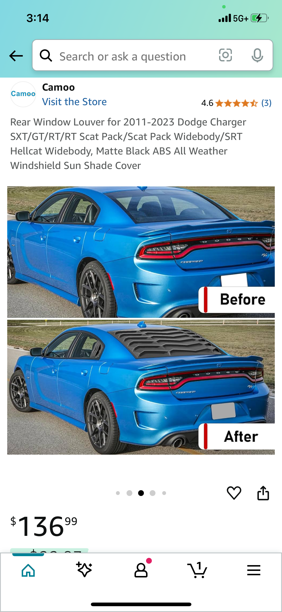 New - Rear Louvres For Dodge Charger (G584)
