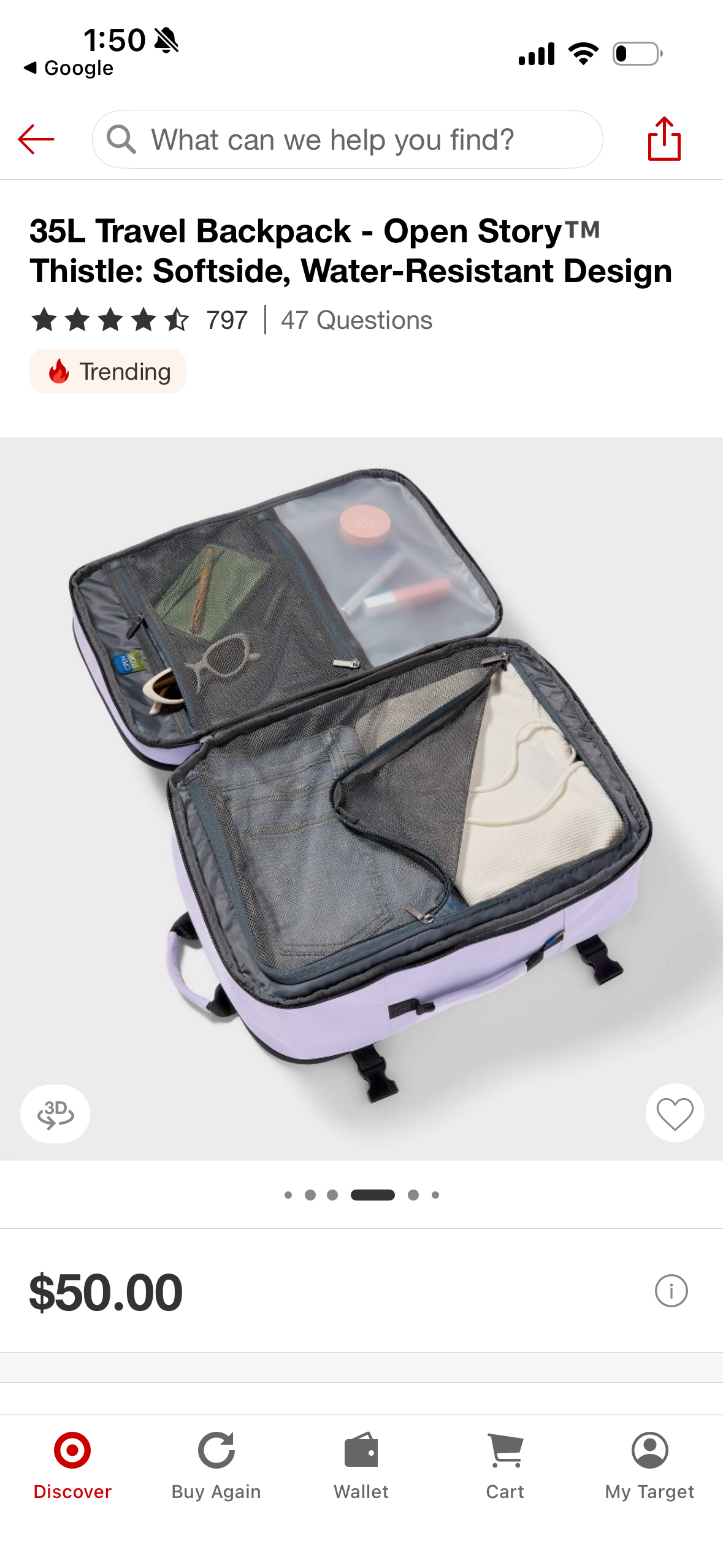 35L Travel Backpack - Open Story™M Thistle: Softside, Water-Resistant Design