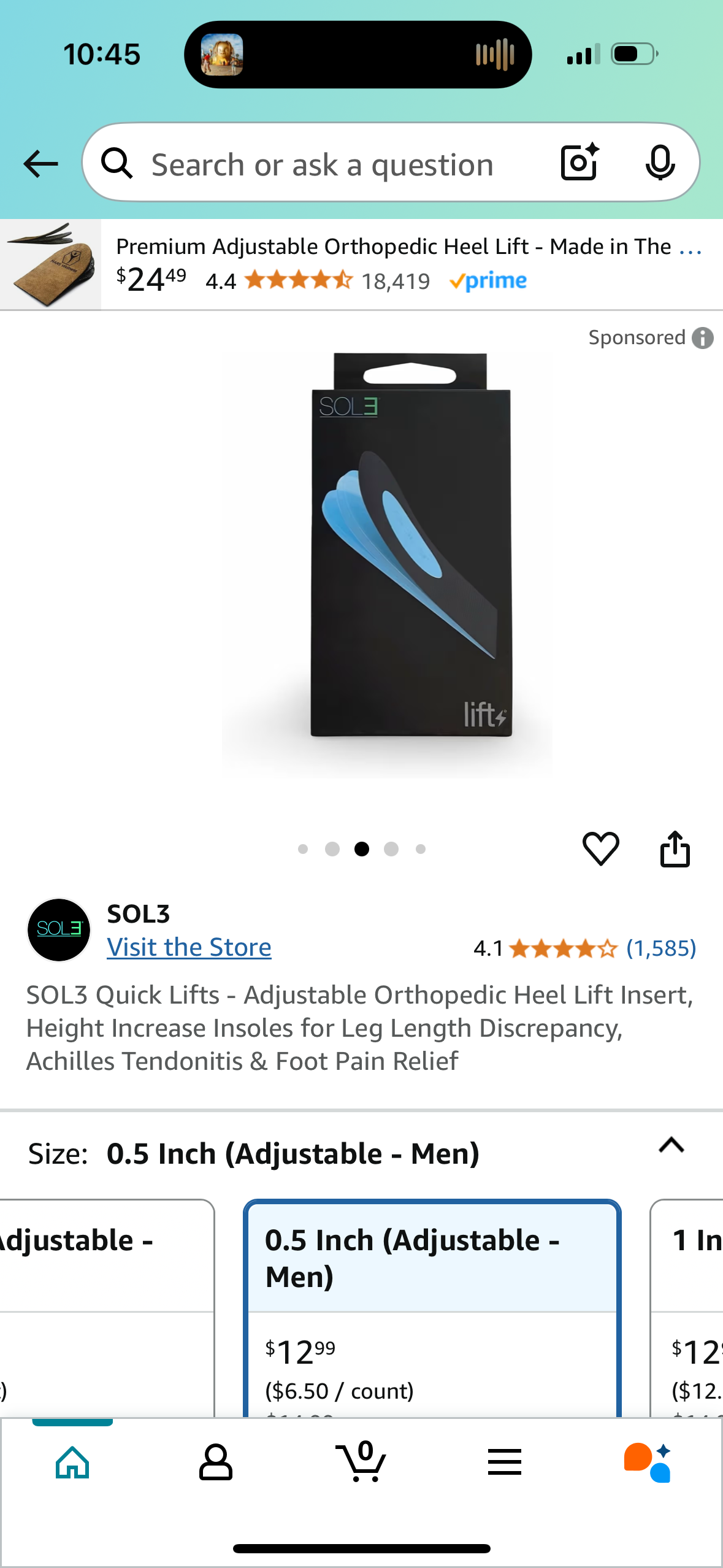 SOL3 Quick Lifts Adjustable Heel Lift Orthopedic Insert - Shoe Cushions for Leg Length Discrepancy, Achilles Tendonitis & Pain Relief, Invisible