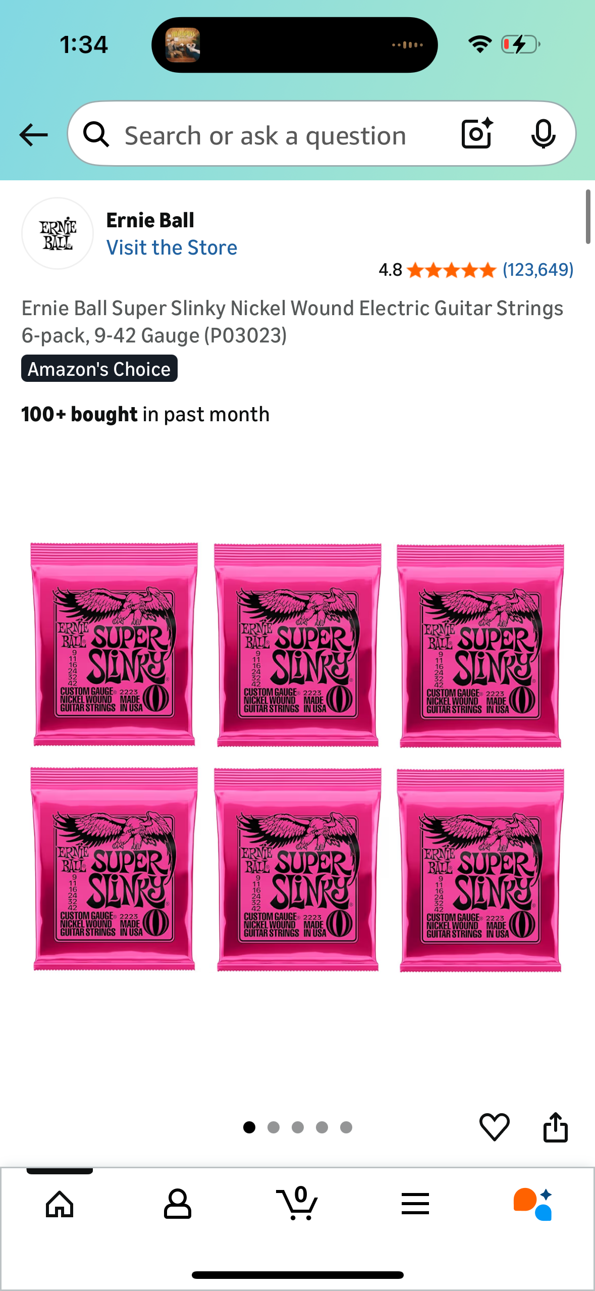 Ernie Ball Super Slinky Nickel Wound Electric Guitar Strings *10-pack*, 9-42 Gauge (P03023)