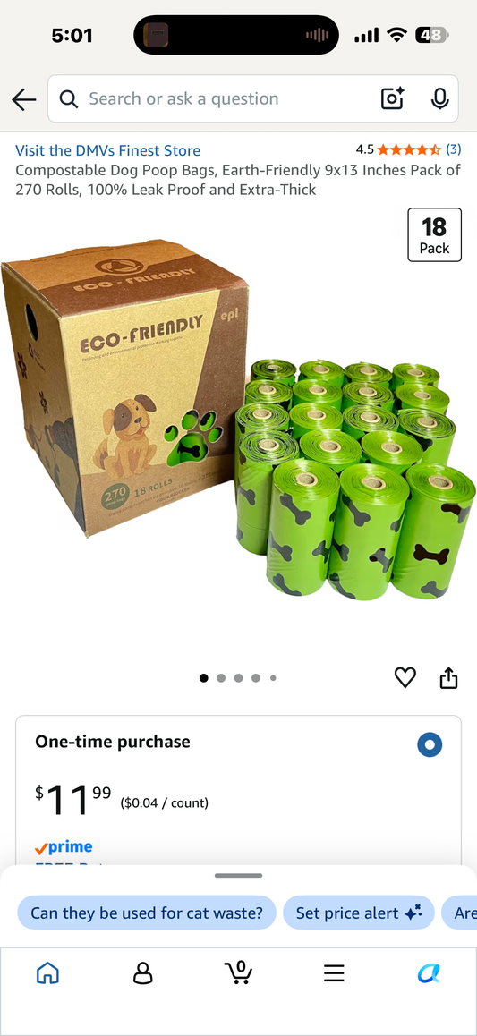 Compostable Dog Poop Bags, Earth-Friendly 9x13 Inches Pack of 270 Rolls, 100% Leak Proof and Extra-Thick
