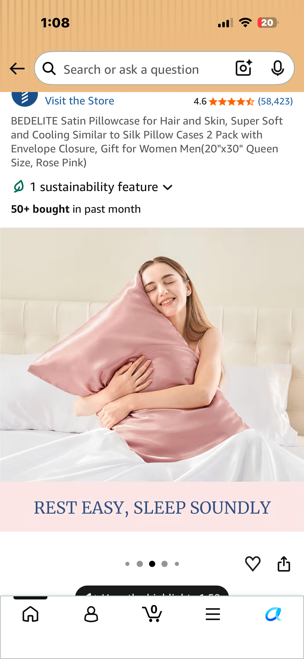 Satin Pillowcase for Hair and Skin, Super Soft and Cooling Similar to Silk Pillow Cases 2 Pack with Envelope Closure, Gift for Women Men(20"x30" Queen Size, Rose Pink)