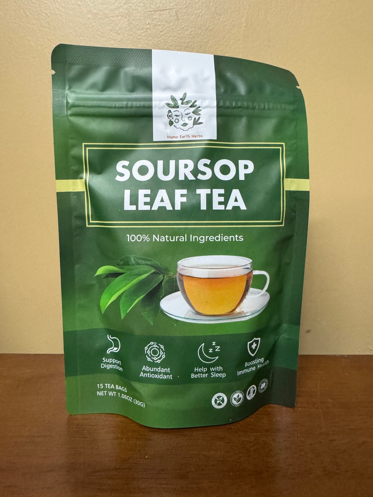 Mama Earth Herds - Soursop Leaf Tea, 15 Tea Bags