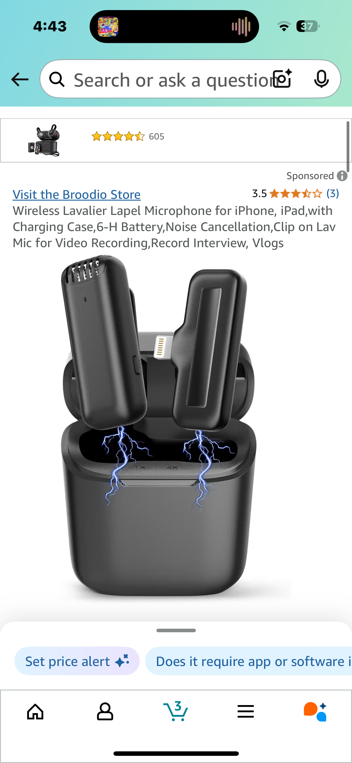 Wireless Lavalier Lapel Microphone for iPhone, iPad,with Charging Case,6-H Battery,Noise Cancellation,Clip on Lav Mic for Video Recording,Record Interview, Vlogs