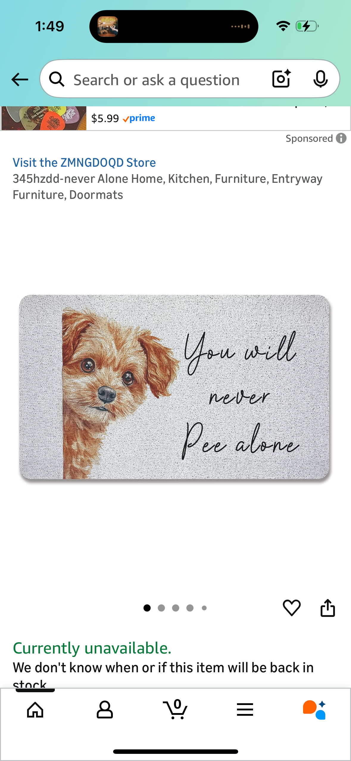 Never Alone Doormat, 30”x17”