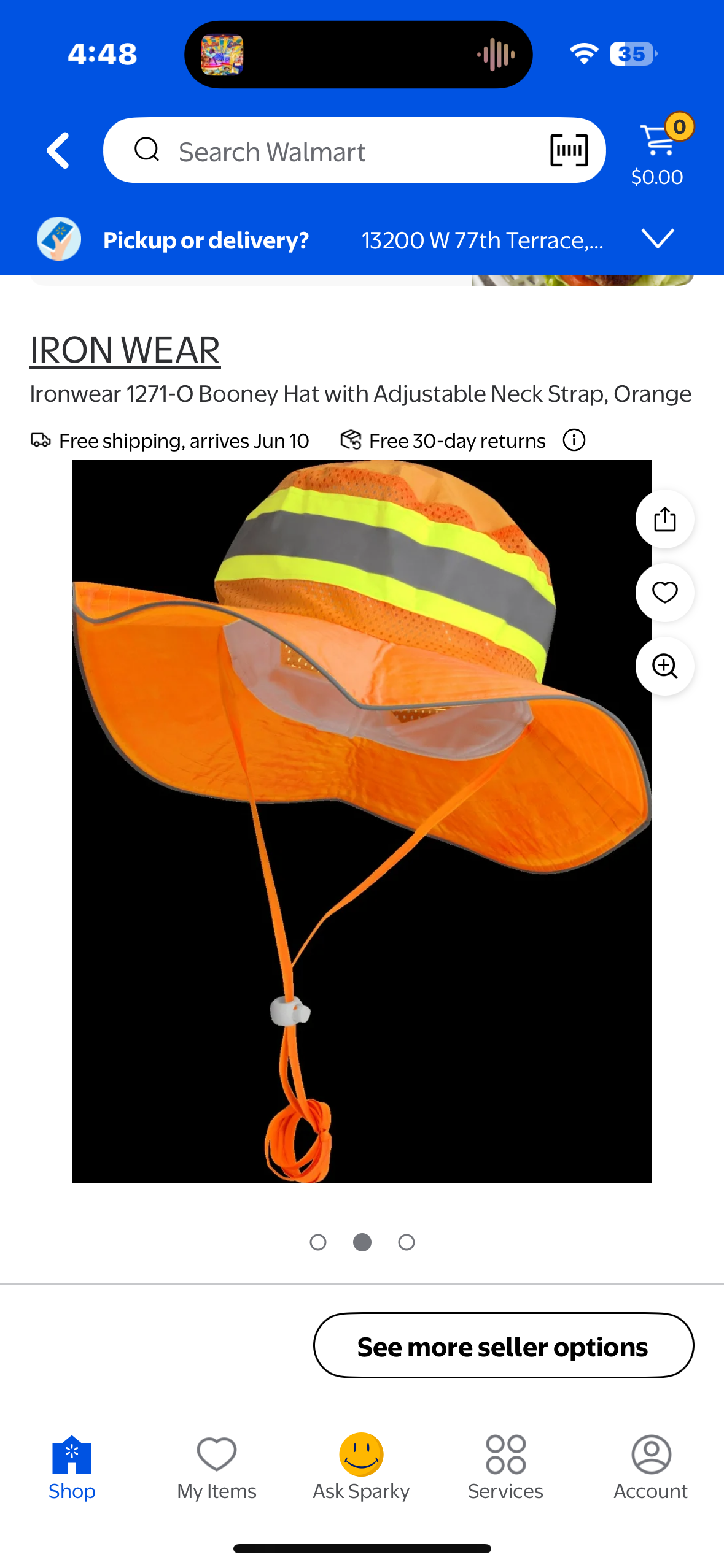 Ironwear 1271-Safety Bucket Hat with Adjustable Neck Strap, Orange