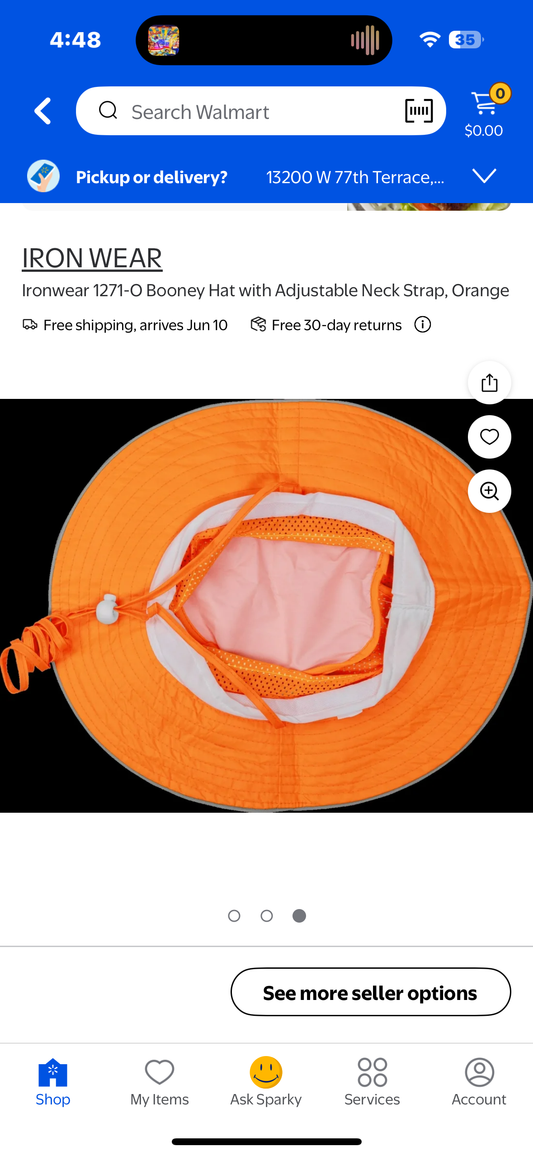Ironwear 1271-Safety Bucket Hat with Adjustable Neck Strap, Orange