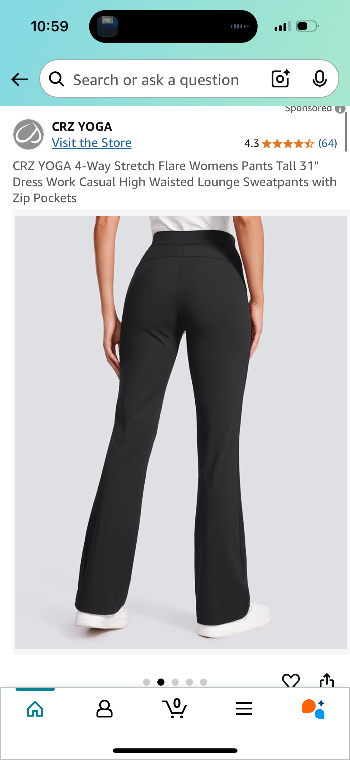CRZ YOGA 4-Way Stretch Flare Womens Pants Tall 31" Dress Work Casual High Waisted Lounge Sweatpants with Zip Pockets Color Tan Milkshake (Size XL)