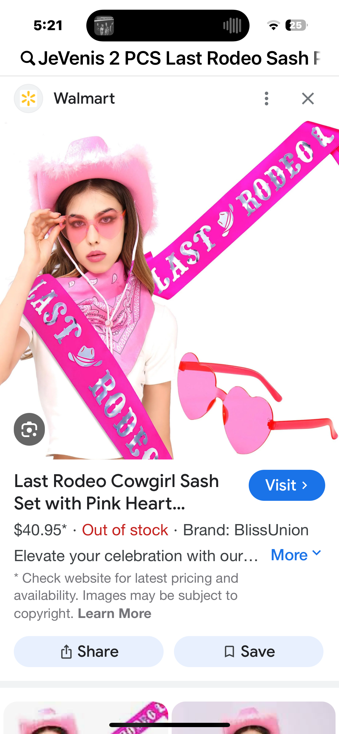 JeVenis 2 PCS Last Rodeo Sash Pink Heart Sunglasses Last Rodeo Bachelorette Party Favors Western Cowgirl Bachelorette Bridal Shower Decoration