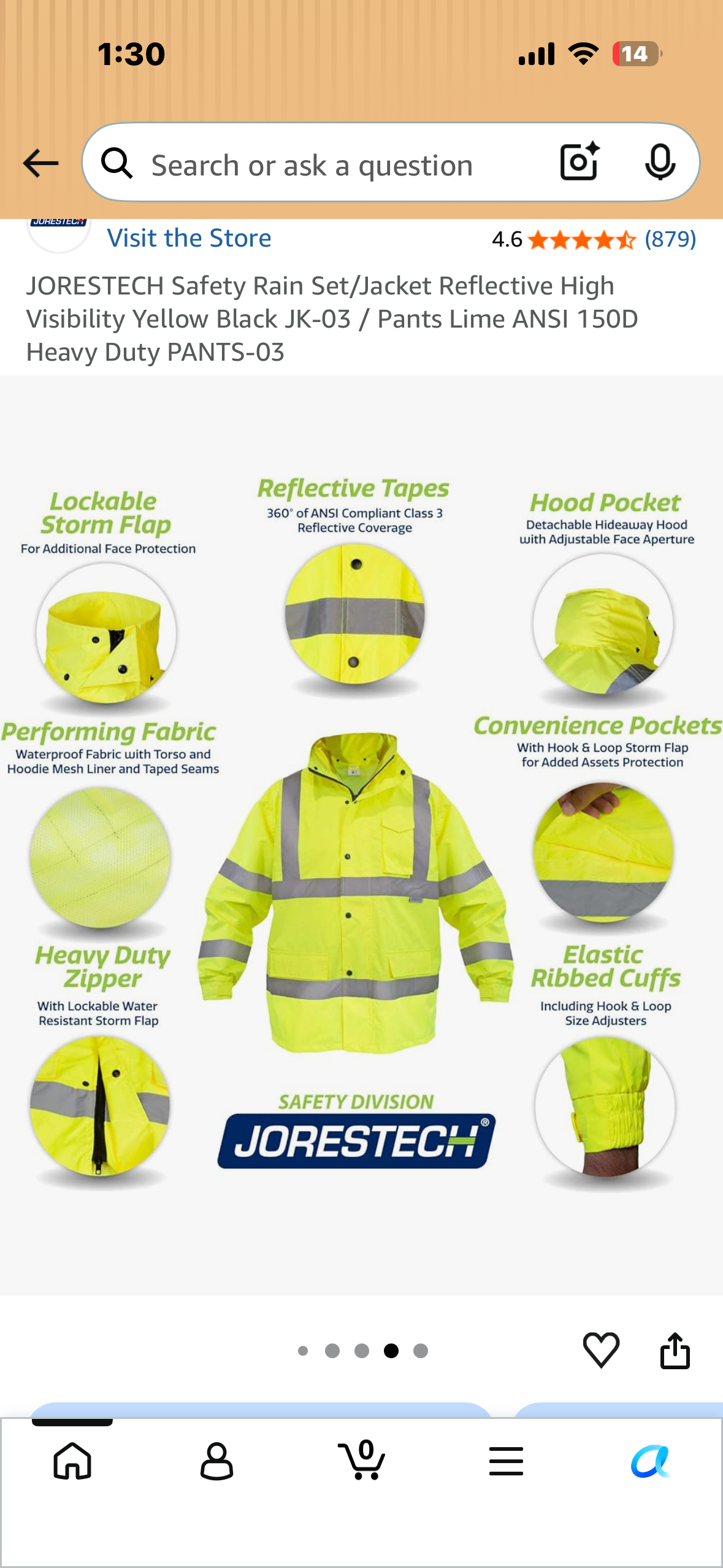 Safety Rain Set/Jacket Reflective High Visibility Yellow Black JK-03 / Pants Lime ANSI 150D Heavy Duty PANTS-03(Size Small)s