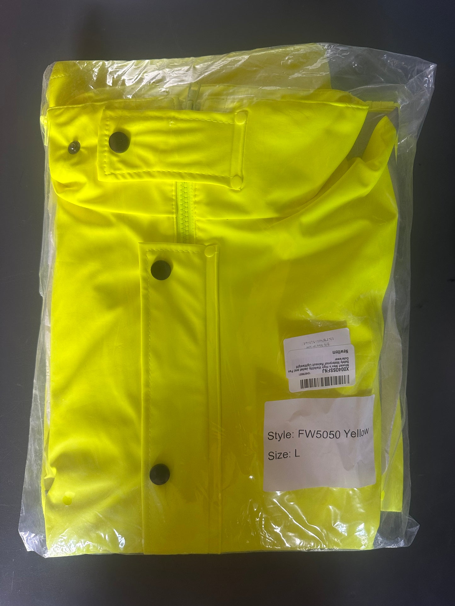 Safety Rain Set/Jacket Reflective High Visibility Yellow Black JK-03 / Pants Lime ANSI 150D Heavy Duty PANTS-03 (Size Large)
