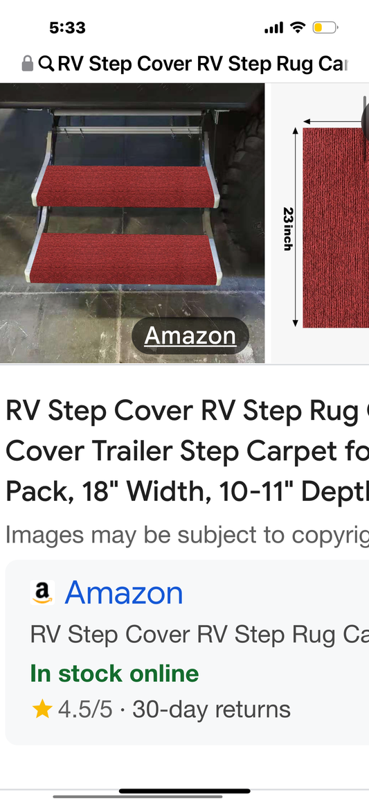 RV Step Cover RV Step Rug Camper Stair Cover Trailer Step Carpet for 18 Inch Red (1 Pack, 23" Width, 8-9" Depth)