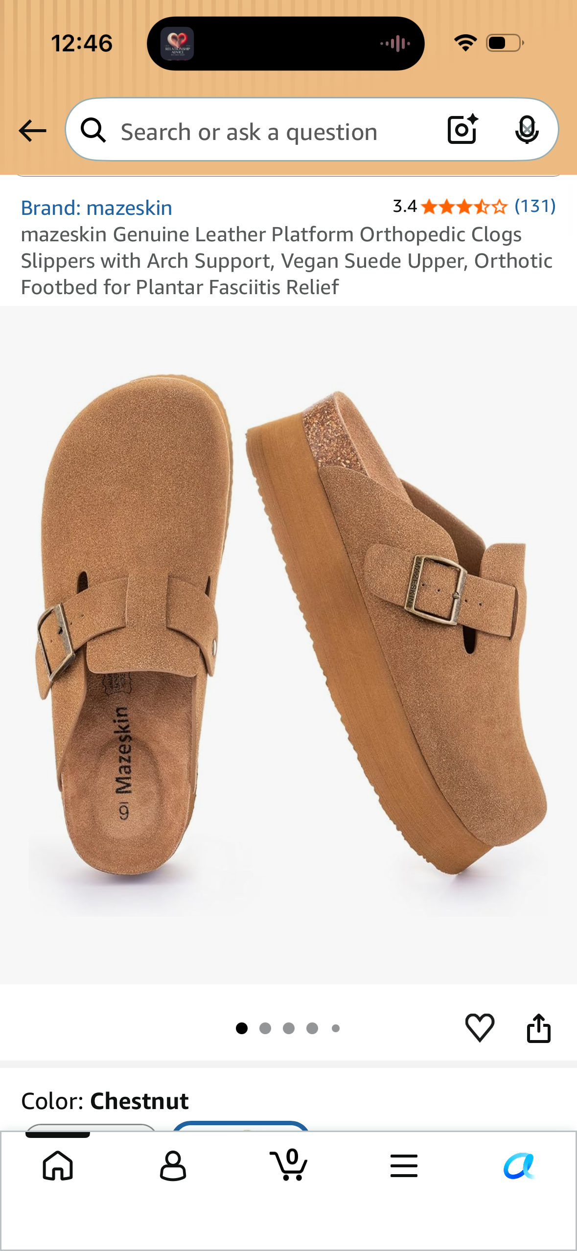 mazeskin Genuine Leather Platform Orthopedic Clogs Slippers with Arch Support, Vegan Suede Upper, Orthotic Footbed for Plantar Fasciitis Relief (Size US 8 Women’s)