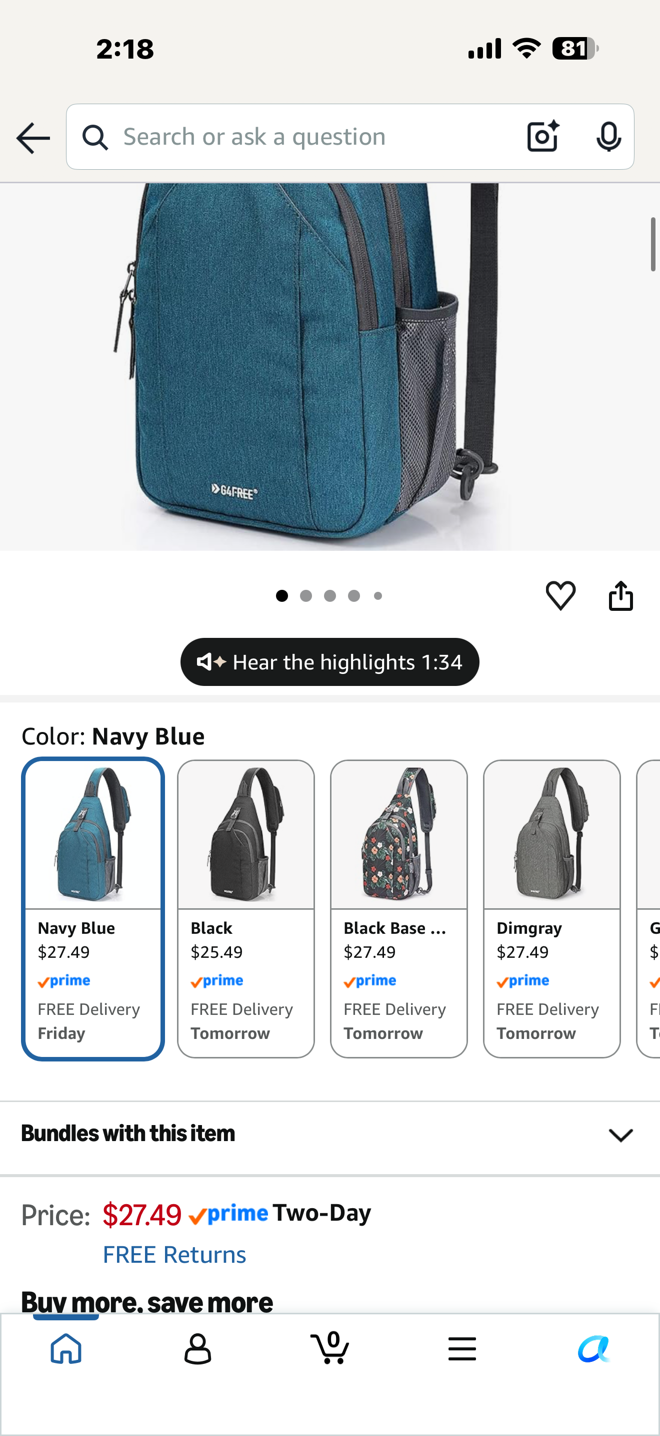 G4Free Sling Bag RFID Blocking Sling Backpack Crossbody Chest Bag Daypack for Hiking Travel(Teal Blue