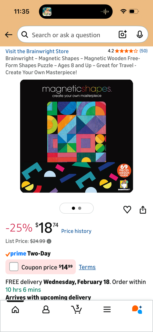 Brainwright – Magnetic Shapes – Magnetic Wooden Free-Form Shapes Puzzle – Ages 8 and Up – Great for Travel - Create Your Own Masterpiece!