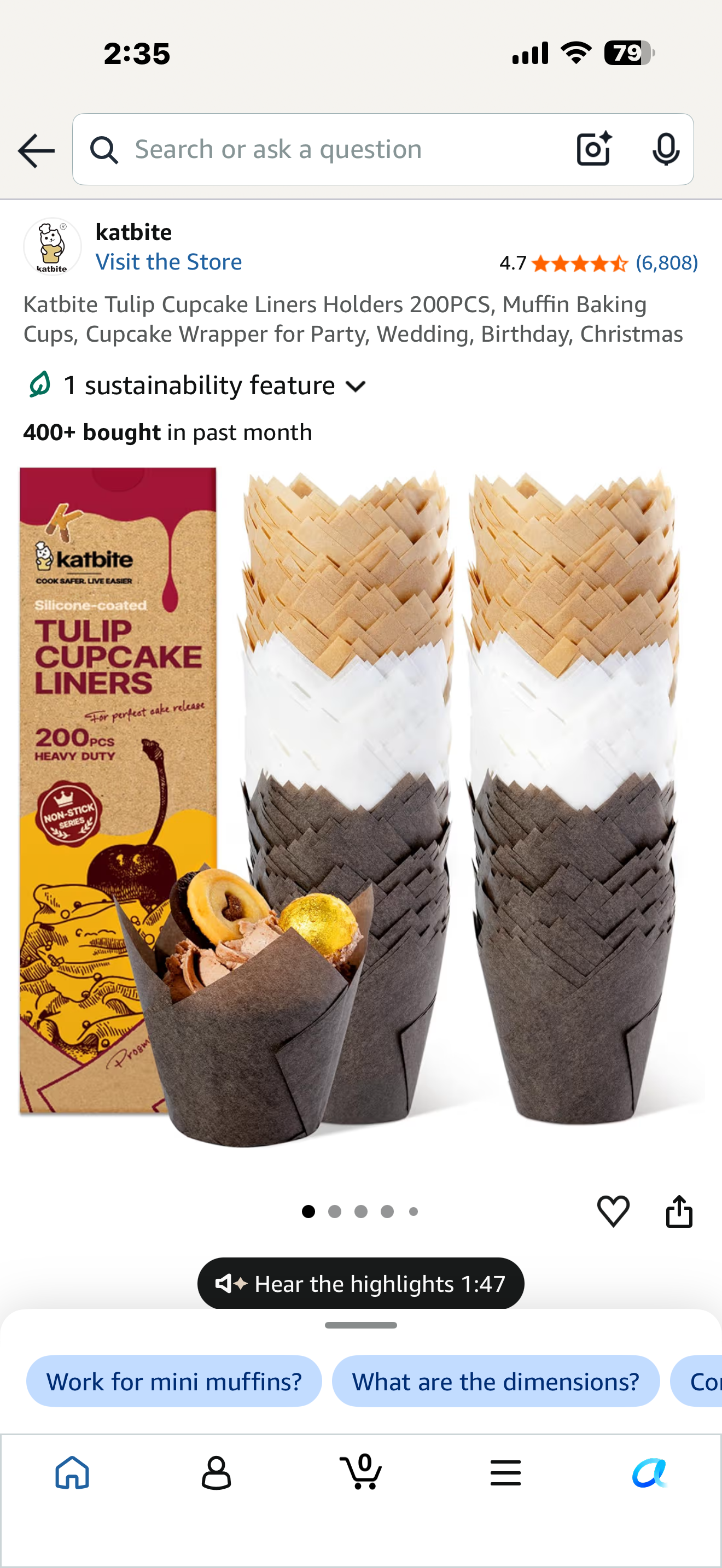 Katbite Tulip Cupcake Liners Holders 200PCS, Muffin Baking Cups, Cupcake Wrapper for Party, Wedding, Birthday, Christmas