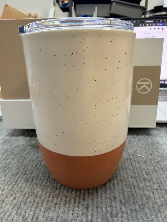 Koupek Double Wall Ceramic Coffee Travel Mug with No-Spill Lid | Handmade Insulated Tumbler | Dusk Stone | 10 oz | Portable | Reusable Cup | Ideal for Travel, Gifts, and Daily Use, Medium