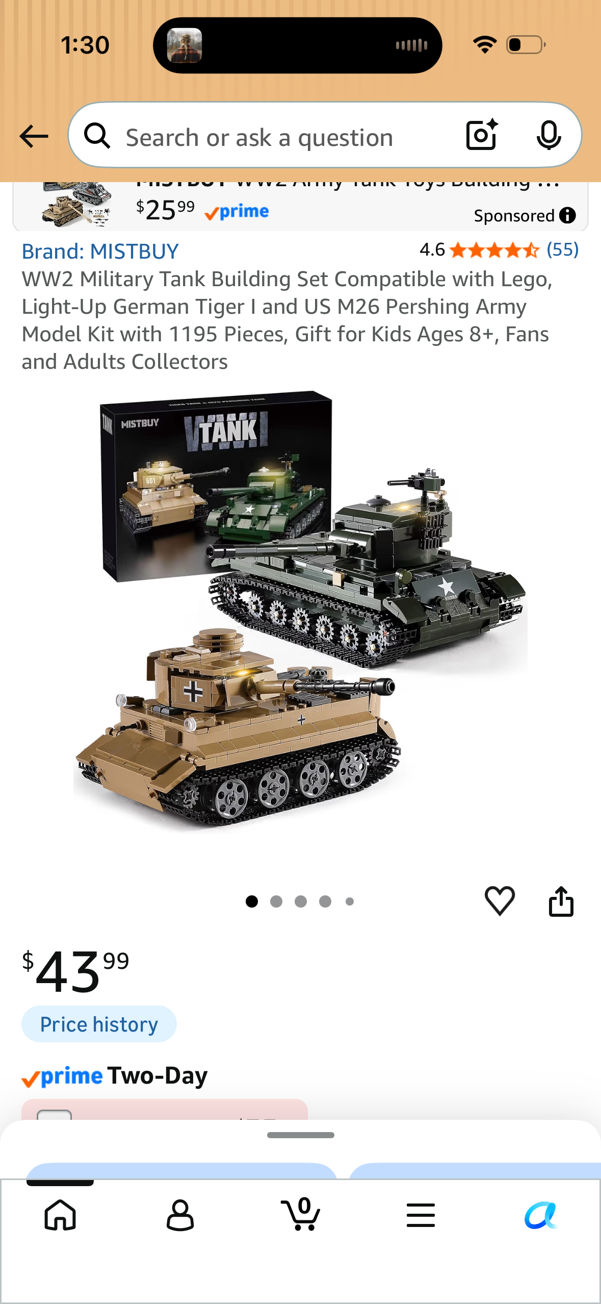 WW2 Military Tank Building Set Compatible with Lego, Light-Up German Tiger I and US M26 Pershing Army Model Kit with 1195 Pieces, Gift for Kids Ages 8+, Fans and Adults Collectors