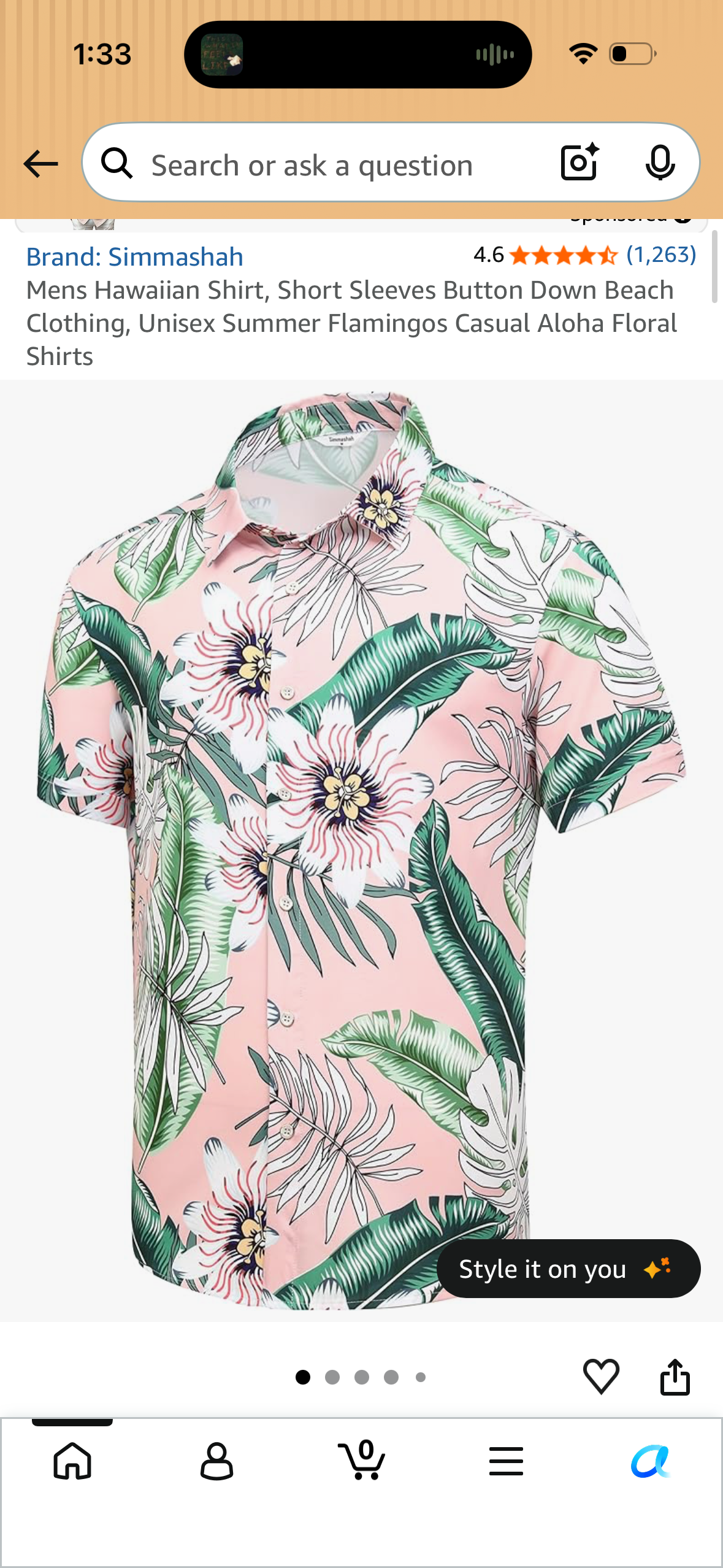 Mens Hawaiian Shirt, Short Sleeves Button Down Beach Clothing, Unisex Summer Flamingos Casual Aloha Floral Shirts (Size 3X-Large)