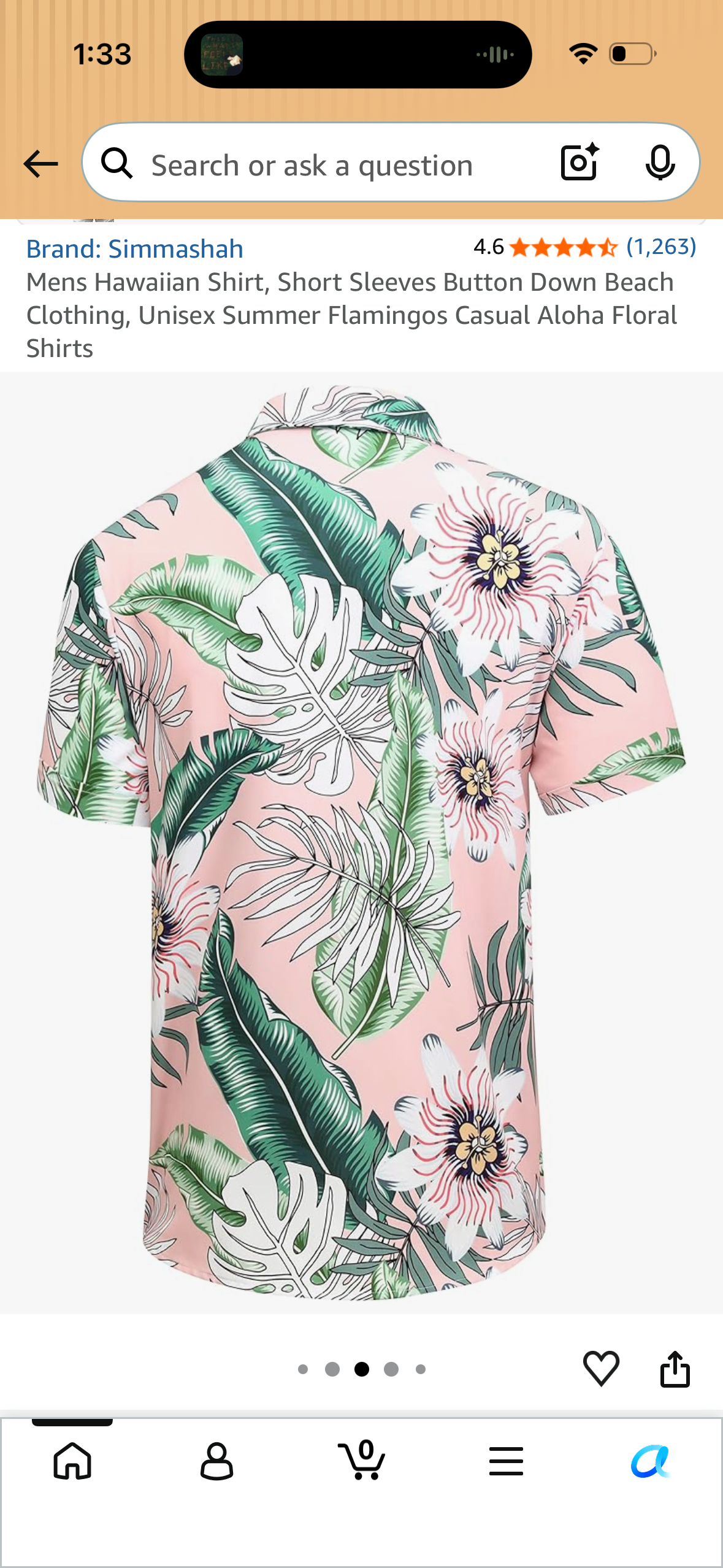 Mens Hawaiian Shirt, Short Sleeves Button Down Beach Clothing, Unisex Summer Flamingos Casual Aloha Floral Shirts (Size 3X-Large)