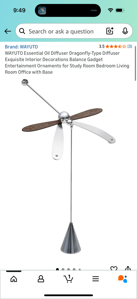 WAYUTO Essential Oil Diffuser Dragonfly-Type Diffuser Exquisite Interior Decorations Balance Gadget Entertainment Ornaments for Study Room Bedroom Living Room Office with Base