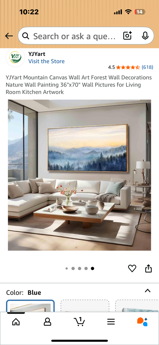 YJYart 70” x 36” Mountain Canvas Wall Art, Nature Wall Painting, Artwork for Home or Office (L1033)