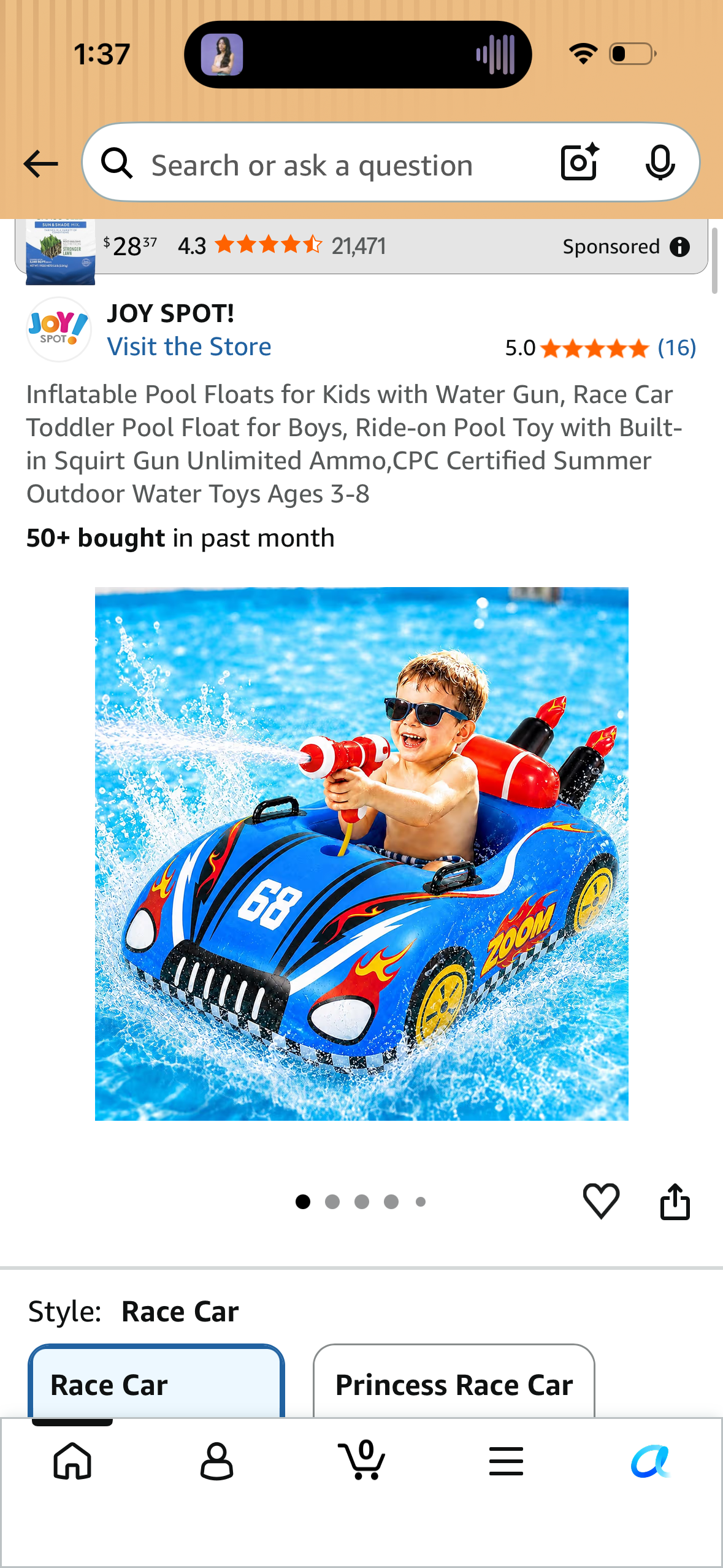 Inflatable Pool Floats for Kids with Water Gun, Race Car Toddler Pool Float for Boys, Ride-on Pool Toy with Built-in Squirt Gun Unlimited Ammo,CPC Certified Summer Outdoor Water Toys Ages 3-8