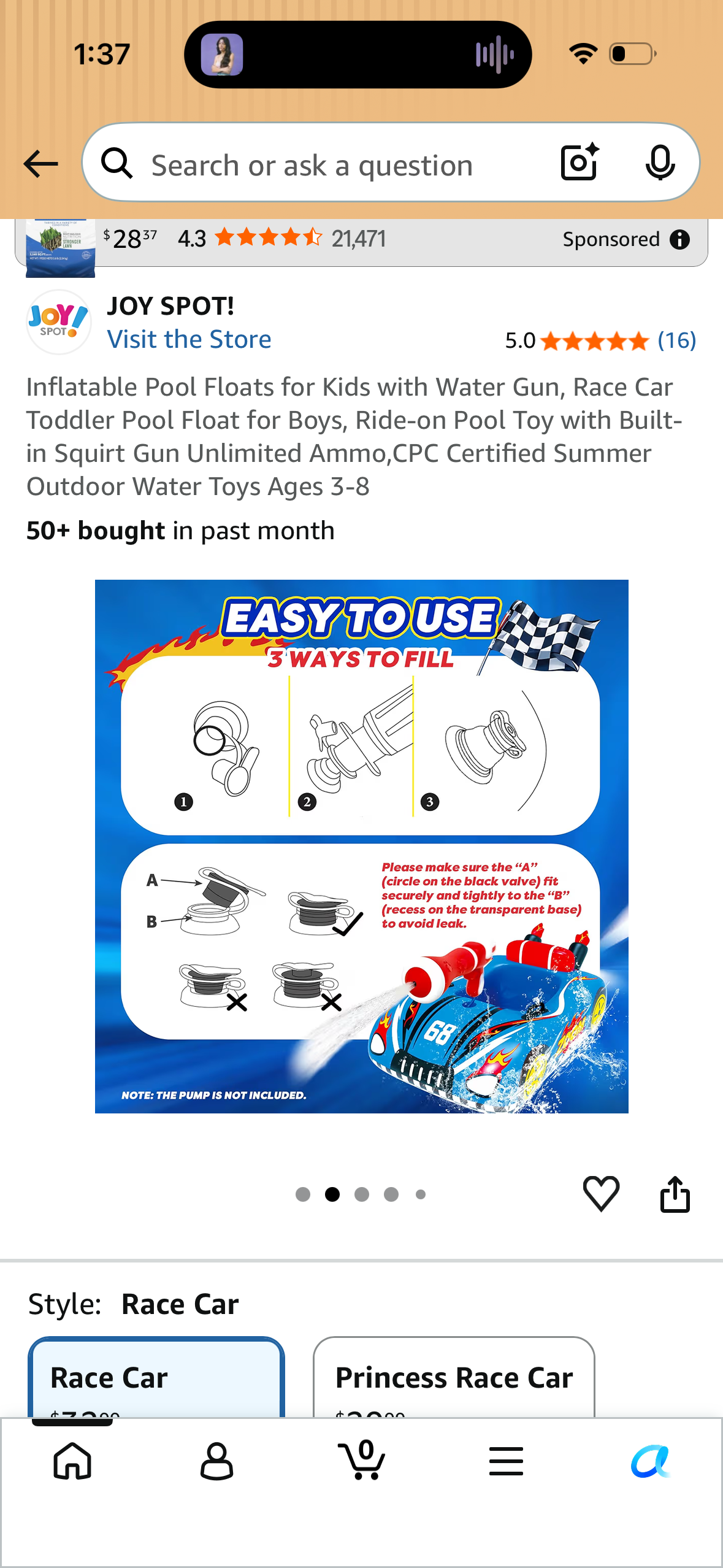 Inflatable Pool Floats for Kids with Water Gun, Race Car Toddler Pool Float for Boys, Ride-on Pool Toy with Built-in Squirt Gun Unlimited Ammo,CPC Certified Summer Outdoor Water Toys Ages 3-8