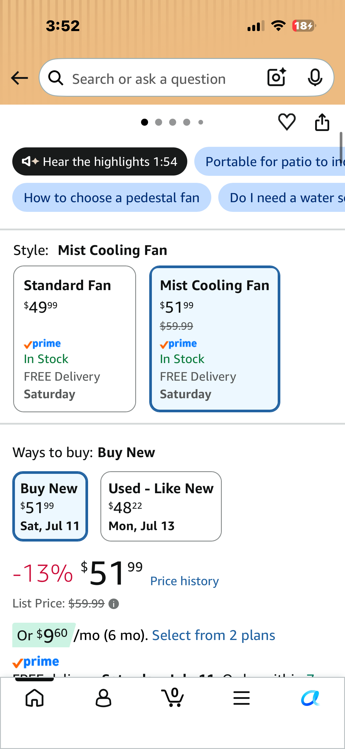 DR.PREPARE Compact Misting Pedestal Fan with Magnetic Mister, Quiet Air Circulator Standing Fan, 16-34" Adj. Height, 70°Auto-Oscillation, 90° Up+10° Down Tilt, 3 Speeds for Small‑Medium Patio Backyard