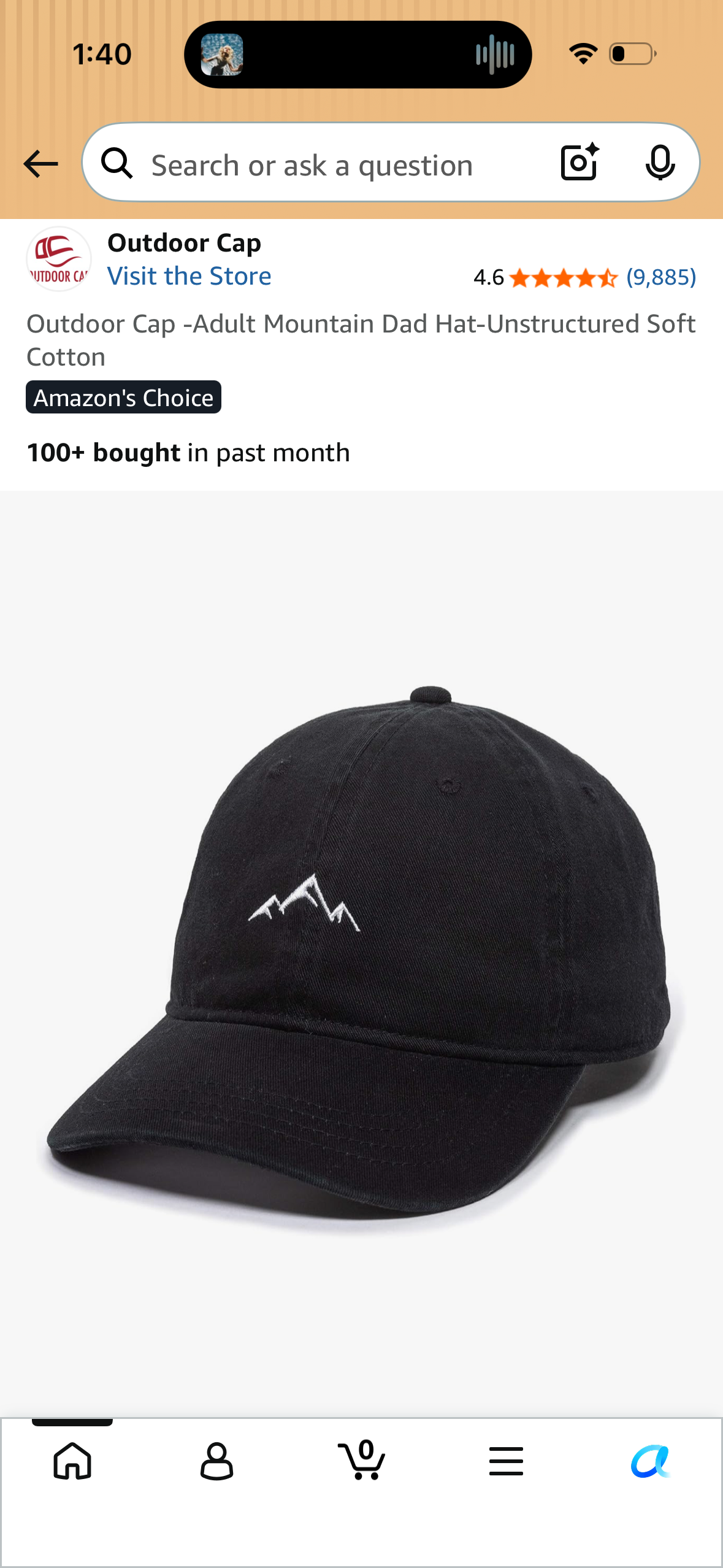 Outdoor Cap -Adult Mountain Dad Hat-Unstructured Soft Cotton