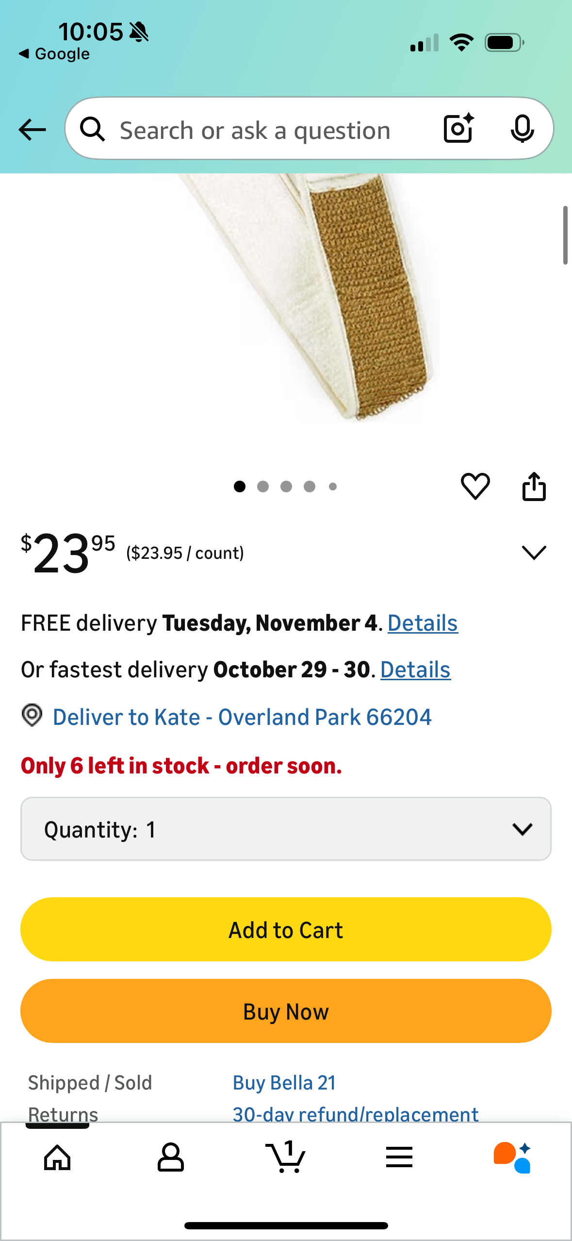 Urban Spa Handy Handle Back Scrubber, Made of Bamboo and Jute, Back Strap, 1 Count