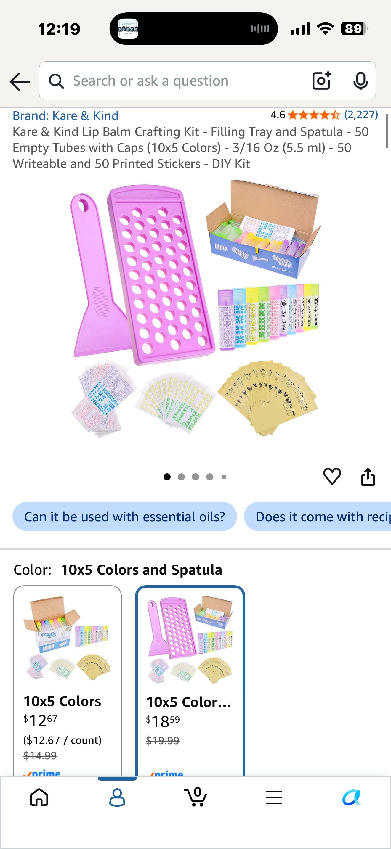 Kare & Kind Lip Balm Crafting Kit - Filling Tray and Spatula - 50 Empty Tubes with Caps (10x5 Colors) - 3/16 Oz (5.5 ml) - 50 Writeable and 50 Printed Stickers - DIY Kit
