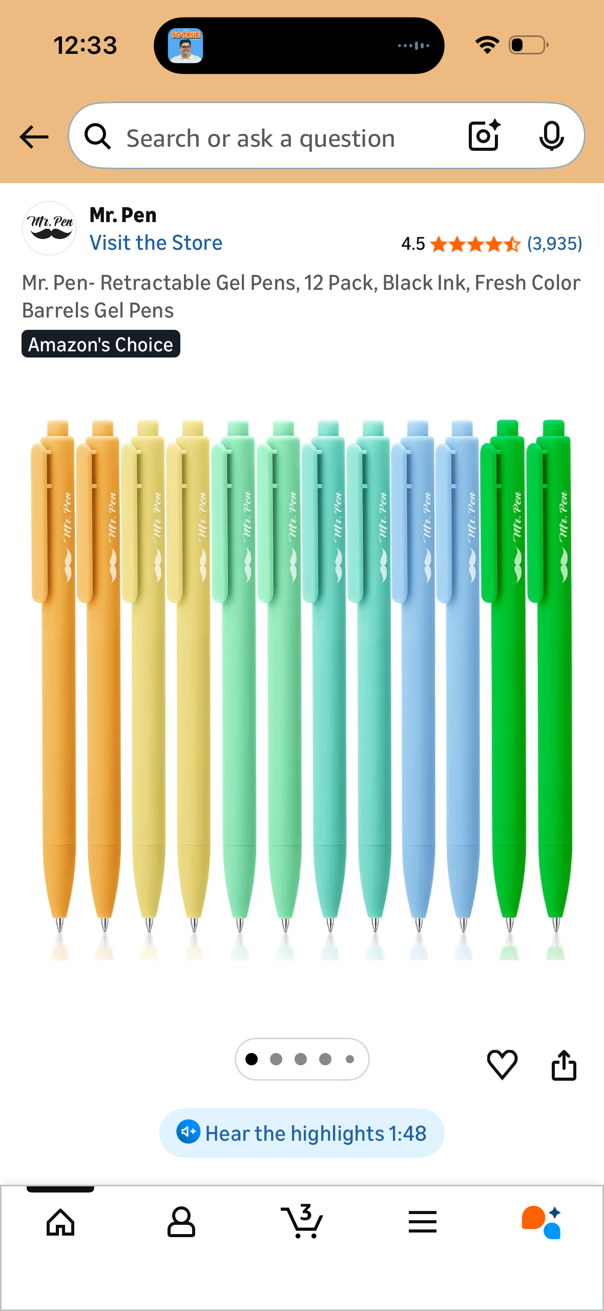 Mr. Pen- Retractable Gel Pens, 12 Pack, Black Ink, Fresh Color Barrels Gel Pens