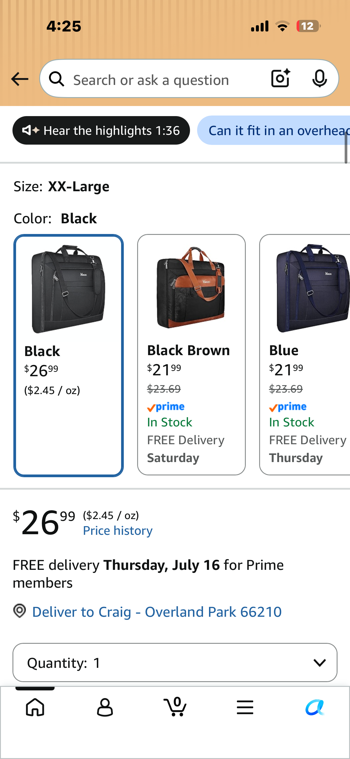 Garment Bag for Travel, Carry On Garment Bag with Shoulder Strap, Mancro Waterproof, Foldable Luggage Hanging Suit Bag, 2 in 1 Suitcase for Coats, Suits (Black)
