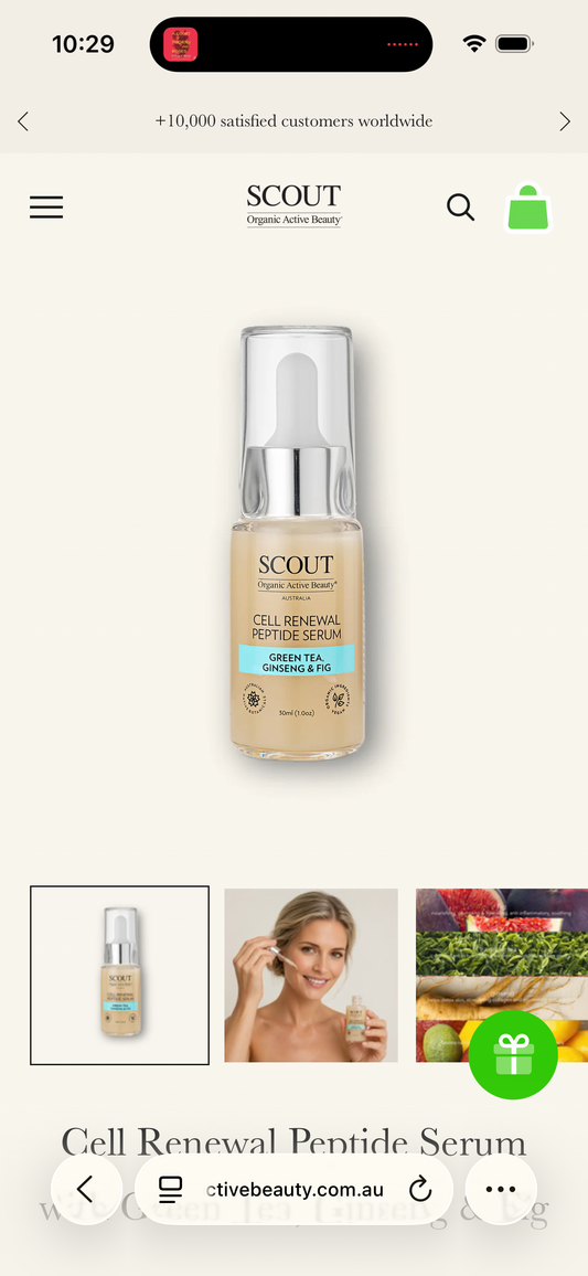 Scout Cosmetics Cell Renewal Peptide Serum with Green Tea, Ginseng & Fig