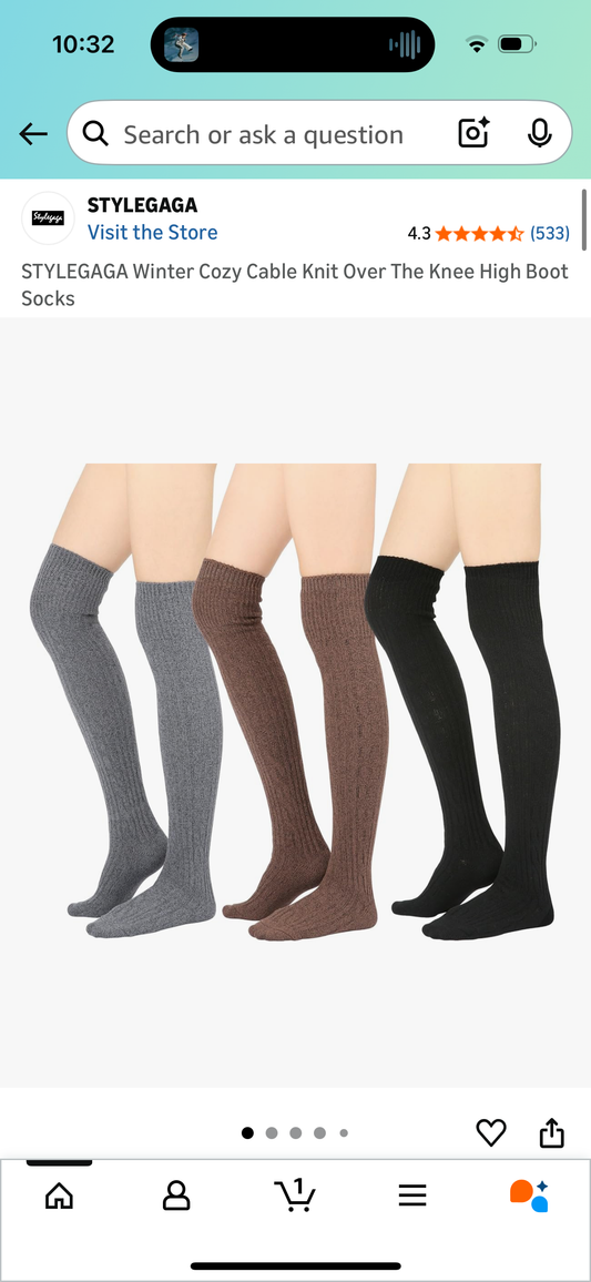 STYLEGAGA Winter Cozy Cable Knit Over The Knee High Boot Socks