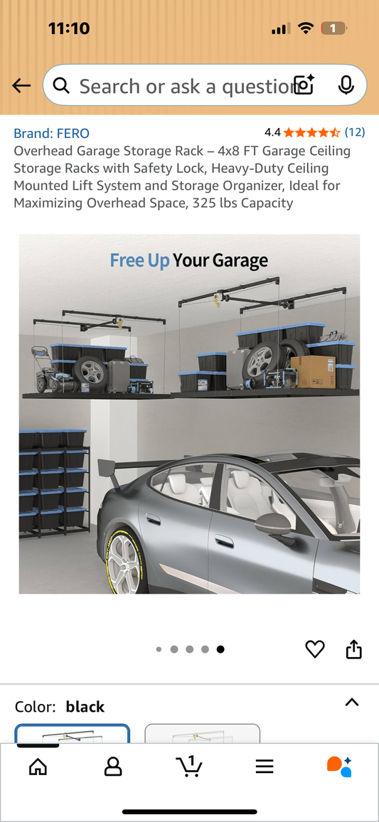 Overhead Garage Storage Rack – 4x8 FT Garage Ceiling Storage Racks with Safety Lock, Heavy-Duty Ceiling Mounted Lift System and Storage Organizer, Ideal for Maximizing Overhead Space, 325 lbs Capacity (G871)