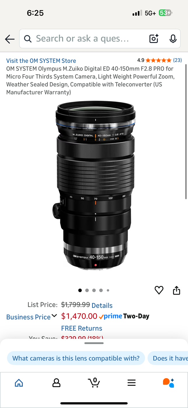 OM SYSTEM Olympus M.Zuiko Digital ED 40-150mm F2.8 PRO Zoom Lens