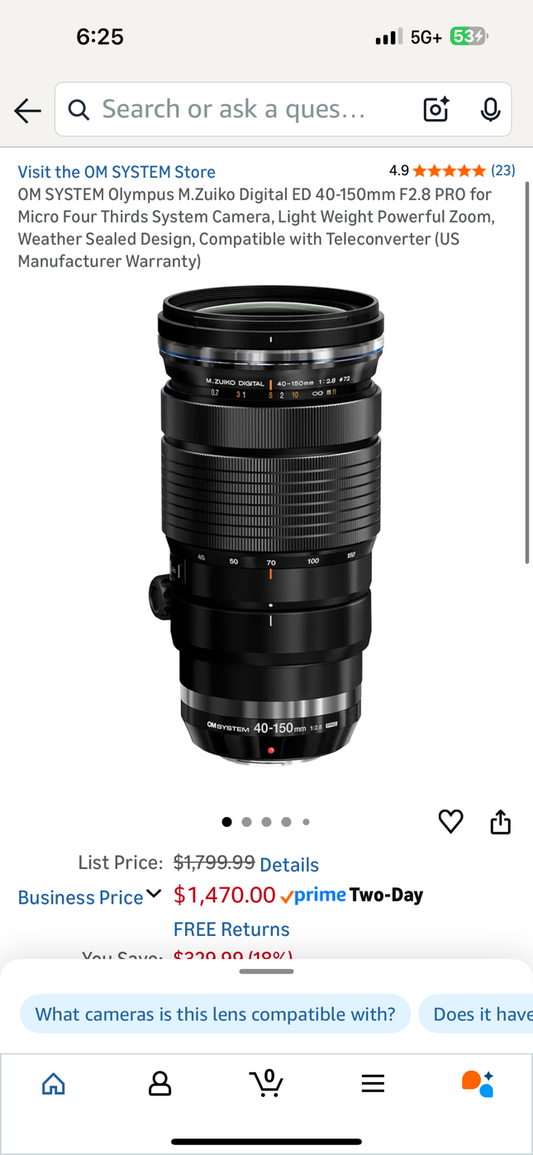 OM SYSTEM Olympus M.Zuiko Digital ED 40-150mm F2.8 PRO Zoom Lens