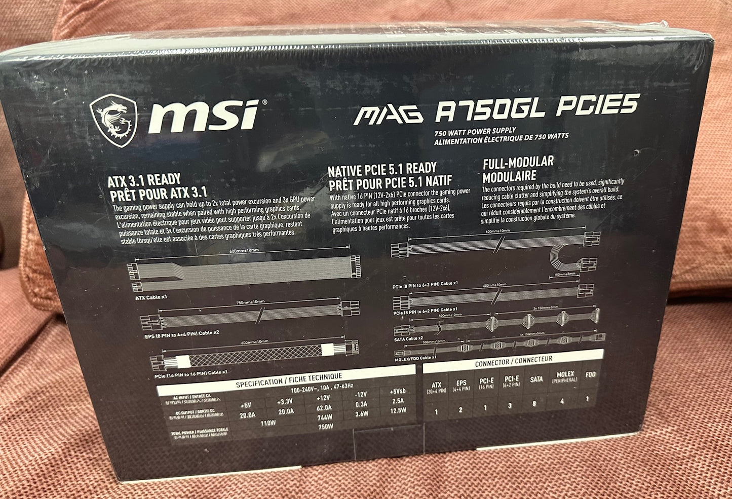MSI MAG A750GL PCIE5, Fully Modular Compact Gaming 750W Power Supply