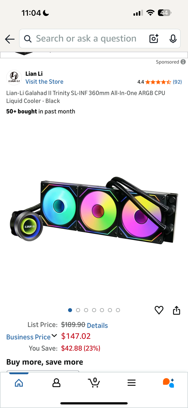 Lian-Li Galahad II Trinity SL-INF 360mm All-In-One ARGB CPU Liquid Cooler - Black