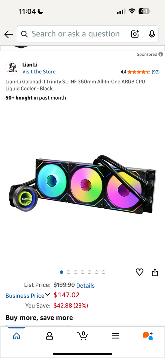 Lian-Li Galahad II Trinity SL-INF 360mm All-In-One ARGB CPU Liquid Cooler - Black