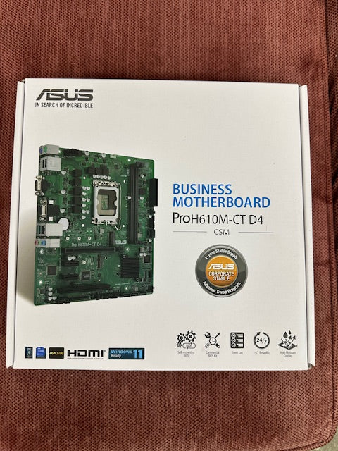 ASUS Pro H610M-CT D4-CSM LGA 1700(Intel 12th Gen&Intel vPro)TCO-optimized Commercial Motherboard( PCIe 4.0,DDR4, DP/HDMI/D-Sub,USB 3.2 Gen 2,M.2 E slot,TPM IC onboard,SMBUS,ACCE, Boot Defender)