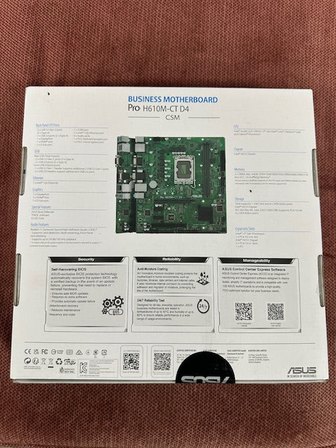 ASUS Pro H610M-CT D4-CSM LGA 1700(Intel 12th Gen&Intel vPro)TCO-optimized Commercial Motherboard( PCIe 4.0,DDR4, DP/HDMI/D-Sub,USB 3.2 Gen 2,M.2 E slot,TPM IC onboard,SMBUS,ACCE, Boot Defender)