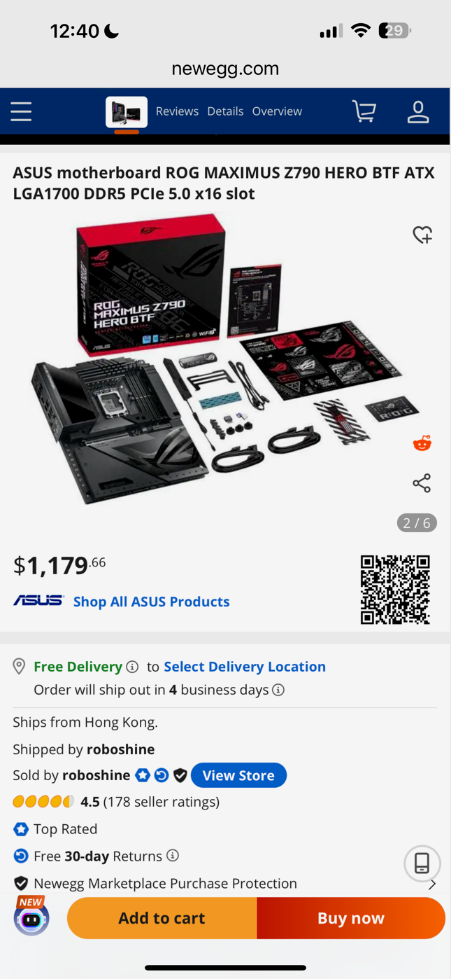 ASUS motherboard ROG Republic of Gaming MAXIMUS Z790 HERO BTF ATX LGA1700 DDR5 PCIe 5.0 x16 slot